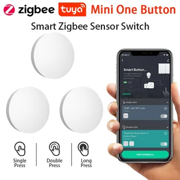 1-3ШТ Tuya ZigBee Mini Scene Battery Switch Многоступенчатая Связь Беспроводное Умное Однокнопочное Дистанционное приложение Голосового Управления для Alexa