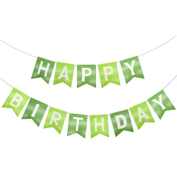 1 комплект зеленого баннера С Днем рождения Для детей, декор для вечеринки по случаю Дня рождения, Овсянка, Гирлянда, Мальчик, девочка, Юбилей, Тематика джунглей, Принадлежности
