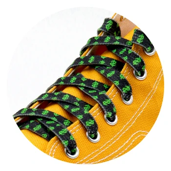 1 пара 8 мм плоских холщовых шнурков из полиэстера и хлопка с черно-зеленой долларовой теплопередающей печатью, верхние веревки, шнуры для мужских кроссовок