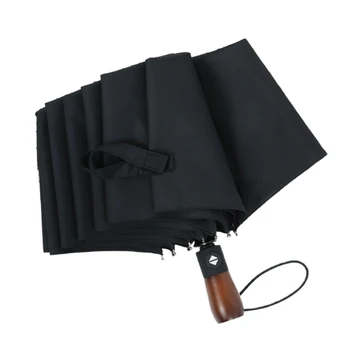 10 ребер Мужской деловой Ветрозащитный Автоматический складной зонт с деревянной ручкой