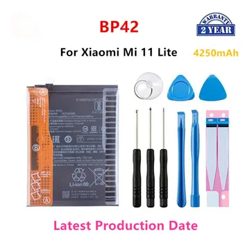 100% Оригинальный Аккумулятор BP42 4250mAh Для Xiaomi Mi 11 Lite, Высококачественные Сменные Батареи Для Телефона + Инструменты