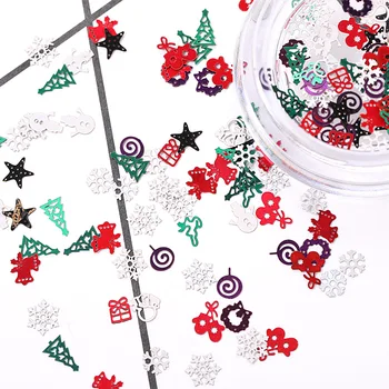 100 шт. / кор. Рождественские 3D наклейки для ногтей, красочные снежинки, блестящие наклейки, яркие товары для ногтей