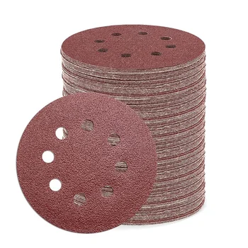 110шт 5-дюймовый шлифовальный диск с зернистостью 40, 8-луночная наждачная бумага с крючками и петлями, Круглые шлифовальные колодки, произвольная бумага для орбитальной шлифовки