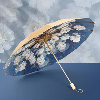 16K Креативный цветочный зонт с защитой от ультрафиолета, мужской женский портативный 3-х складной открытый зонт Pare Soleil Parapluie
