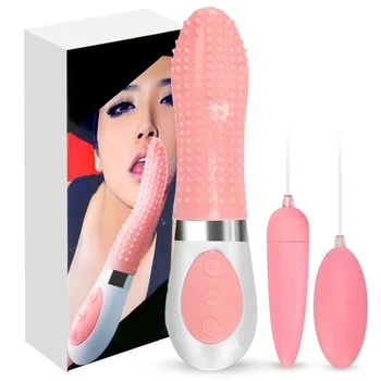 1ШТ 2В1 Силиконовый Клитор G-spot Magic Tongue + 2 Вибратора-Пули USB Перезаряжаемый Массажер Мастурбатор Секс-Игрушки для Женщин