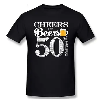 2021 Модная Графическая футболка С Рисунком Аниме Cheers And Beers To My 50 Years, Повседневная Мужская Футболка из 100% Хлопка С Коротким Рукавом, Футболки, Топ