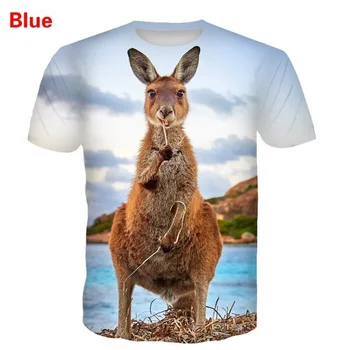 2023 Крутая футболка с животными, футболка с 3D принтом Кенгуру для мужчин и женщин, повседневная летняя спортивная футболка