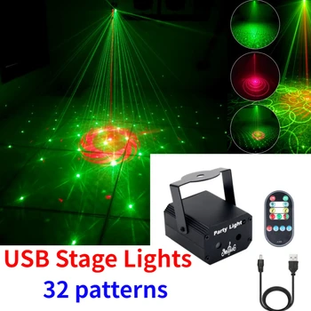 2023 Мини USB Сценические Лазерные Фонари Led Beam Lamp 32 модели Дистанционного Управления Для Домашней Вечеринки Свадебная Дискотека Dj Бар Рождественское Шоу