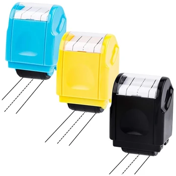 3шт Роликовых штампов, роликовый штамп, Самоклеящиеся пунктирные линии рукописного ввода, тренировочный роликовый штамп (черный, синий, желтый)