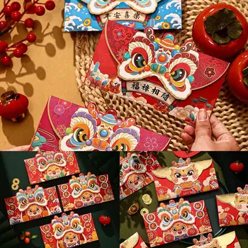 4шт 2024 Китайский Новогодний Красный конверт с Драконом Красные конверты с Драконом 2024 Поздравительные открытки Почтовые Конверты для лунного креативного декора