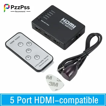 5-Портовый HDMI-совместимый Переключатель 1080p Selector Splitter Hub С ИК-Пультом Дистанционного Управления Для HDTV DVD BOX HDMI Switcher 5 В 1 Выходе