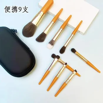9 Мини-портативных кисточек для макияжа С короткой ручкой, тени для век, Консилер, пудра, кисть для контурирования, необходимые инструменты для макияжа в путешествиях