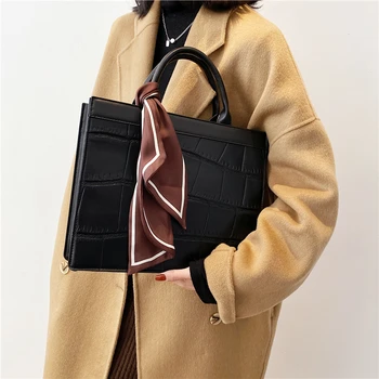 Burminsa, Большие рабочие сумки формата А4 для женщин, трендовая дизайнерская сумка из искусственной кожи с крокодиловым узором, офисные женские сумки
