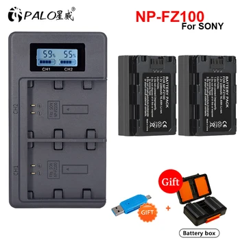 PALO NP-FZ100 NPFZ100 NP FZ100 Аккумулятор + ЖК-дисплей с Двумя USB-зарядными Устройствами/Коробка для хранения для Sony a9 A9M2 a7R III a7c a7iv III ILCE-9 A6600 A7m3