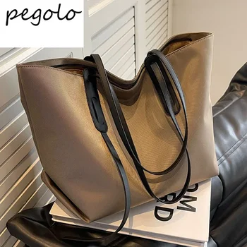 Pegolo Высококачественная сумка из ткани Оксфорд для женщин 2023 большой емкости сумка-тоут для поездок на работу студенческий класс колледжа сумка через плечо сумки