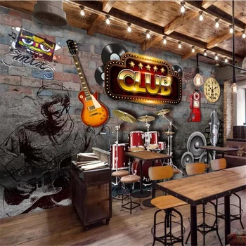 wellyu papel de pared Обои на заказ 3d фотообои ретро кирпичная стена музыкальная тема бар гостиная ТВ фон обои обои