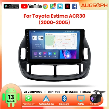 Автомагнитола Android 13 для Toyota Estima ACR30 2000-2005, 10-дюймовый мультимедийный плеер 2K с 4G Carplay DSP и 2Din GPS-навигацией.