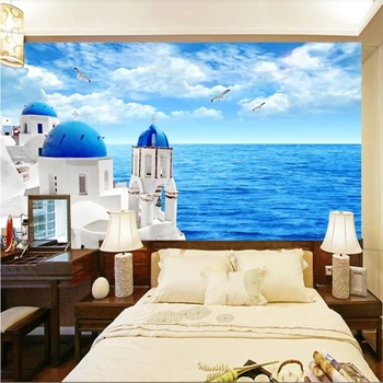 бейбеханг Пользовательские обои 3d фреска греческая любовь море белый замок ТВ фон стены гостиная спальня papel de parede обои