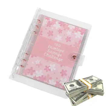 Бюджетная книжка с конвертами для наличных на 2024 год, Блокнот для планирования наличных денег, расходные материалы для управления денежными средствами на 100 дней с ручкой-наклейкой и застежкой-молнией