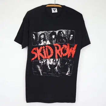 Винтажная рубашка Skid Row 1989 года с графическим рисунком в натуральную величину с коротким рукавом TT4867 с длинными рукавами