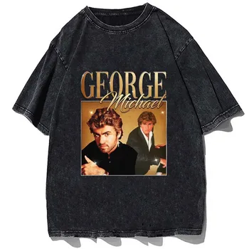 Винтажная футболка в стиле ретро с Джорджем Майклом, повседневная мода в стиле хип-хоп, мужская и женская футболка, качественные хлопковые летние футболки оверсайз с коротким рукавом