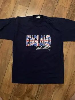 Винтажная футболка с графическим рисунком 90-х, Англия, Великобритания, размер XL, синий