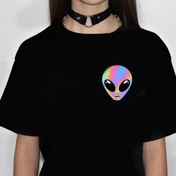Волшебные грибы, инопланетные психоделические футболки, женская забавная одежда в стиле аниме харадзюку для девочек