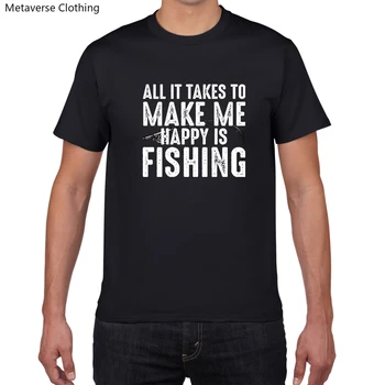Все, что делает меня счастливым, - это футболки для рыбалки, Мужские хлопчатобумажные топы Оверсайз, Уличная одежда, Футболки, Повседневные футболки с коротким рукавом Для мальчиков