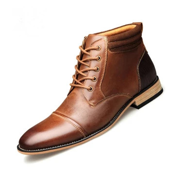Высокие ботинки DESAI; мужская модная повседневная высокая обувь; зимние ботинки из натуральной кожи высшего качества; обувь большого размера для мужчин;