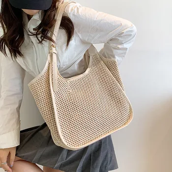 Дизайн в корейском стиле женская сумка-тоут через плечо Большая вместительная сумка подмышками ощущение портативной холщовой сумки 0