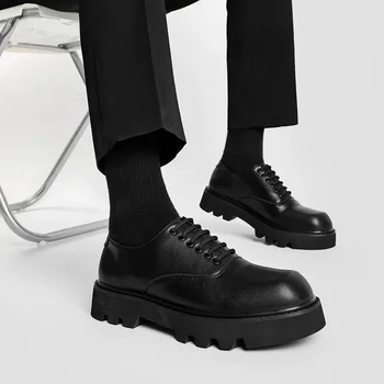 Дизайнерская обувь Для мужчин 2023, Высококачественная Черная Матовая Мужская кожаная обувь, Осенняя новинка, Деловая кожаная обувь на шнуровке, Zapatos De Hombre