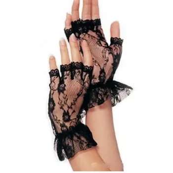Женские Сексуальные Кружевные перчатки Свадебные Прозрачные перчатки в горошек с сеткой Женские Готические перчатки без пальцев Модные Элегантные Женские Перчатки для вождения