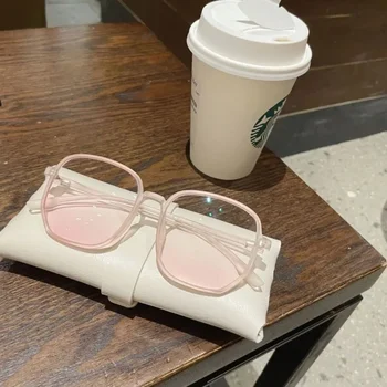 Женские Солнцезащитные очки с Пудровыми Румянами Ins С Градуировкой Розовых Солнцезащитных очков