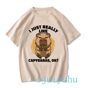 Забавные футболки Capibara Harajuku, топы, Модная футболка Capybara, Мужская/женская футболка EU Szie с рисунком Чесотки Y2k 90-х, Гранжевая футболка, Одежда