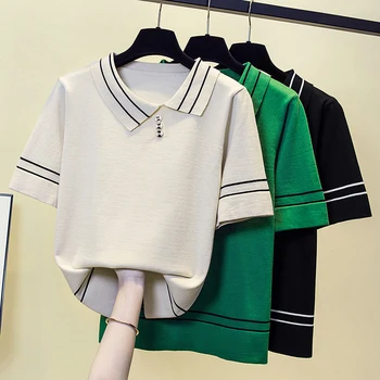 Зеленый Черный Вязаный летний топ с короткими рукавами Модные блузки 2023 Дешевая Винтажная одежда Для женщин Женская одежда Harajuku