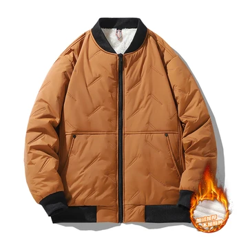 Зимняя мужская куртка-бомбер, повседневная утепленная флисовая теплая модная мужская куртка, свободные парки, Осенняя мужская уличная одежда, пальто 0