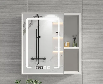 Компактный алюминиевый шкаф с умным зеркалом, настенный шкаф для хранения зеркал в ванной комнате, встроенная полка