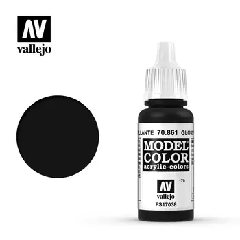 Краска Vallejo Акриловая Испания AV70861/170 Глянцевая Черная Акриловая модель на водной основе, ручная роспись красками FS17038, 17 мл