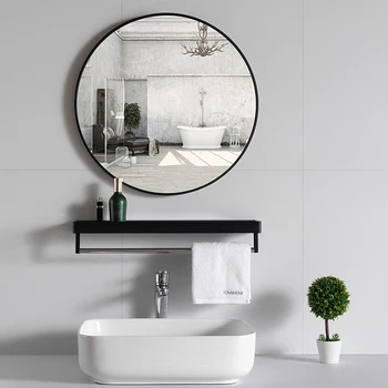 Креативное настенное зеркало для ванной комнаты с рамкой, настенное зеркало для макияжа HD, Скандинавские аксессуары для ванной комнаты, Домашний декор