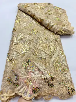 Кружевная ткань с африканской вышивкой 2023, Высококачественная кружевная ткань из французского тюля, Нигерийская ткань с блестками Для женщин, свадебная вечеринка