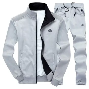 Куртка-брюки Популярная осенняя куртка с длинными рукавами и манжетами в рубчик, брюки с эластичной резинкой на талии для повседневной носки, мужская одежда, пальто, брюки