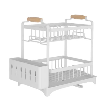 Кухонная стойка для хранения посуды, 2-уровневая домашняя тарелка, Миска, полка для хранения палочек для еды, держатель посуды