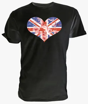 Лучшая футболка с изображением флага Великобритании Юнион Джек в виде сердца. Классическая круглая