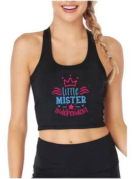 Маленькая Мисс Независимый дизайн, Сексуальный облегающий укороченный топ, женские спортивные топы для фитнеса, уличная мода, хлопковый камзол