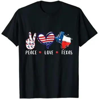 Мир, любовь, Выращенный флаг Техаса, Сувениры для мужчин, Женщин, Детская футболка, хлопковые повседневные футболки Four Seasons, футболка Harajuku 1981