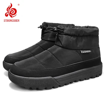 Модные мужские зимние ботинки STRONGSHEN, хлопковые ботильоны, нескользящая удобная зимняя обувь, высококачественная плюшевая обувь, сохраняющая тепло. 0