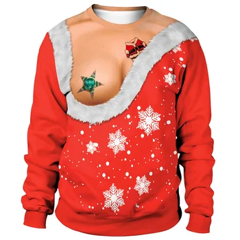 Мужская Женская рождественская толстовка Elf Ugly с 3D забавным принтом, Рождественские джемперы, Топы, Пуловер Унисекс, Праздничная вечеринка, Липкий Рождественский свитер