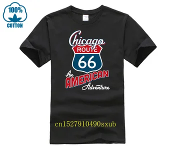 мужская футболка chicago route 66 america flo karp car moto tee clothes