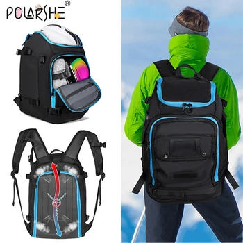Мужской Открытый лыжный рюкзак Polarshe 50L Большой емкости, дышащий Рюкзак для хранения лыжных ботинок, Водонепроницаемая Регулируемая сумка для катания на коньках
