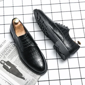 Новое поступление, мужская классическая деловая официальная обувь в стиле Баллок, Кожаная обувь с острым носком, мужские оксфордские модельные туфли большого размера